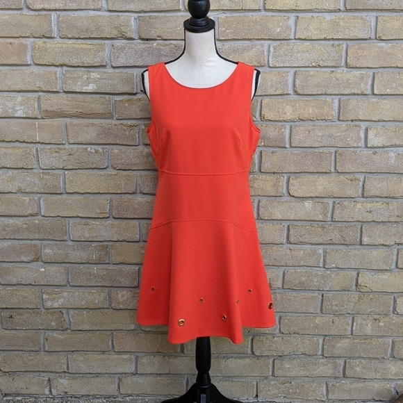 bright orange skater dress